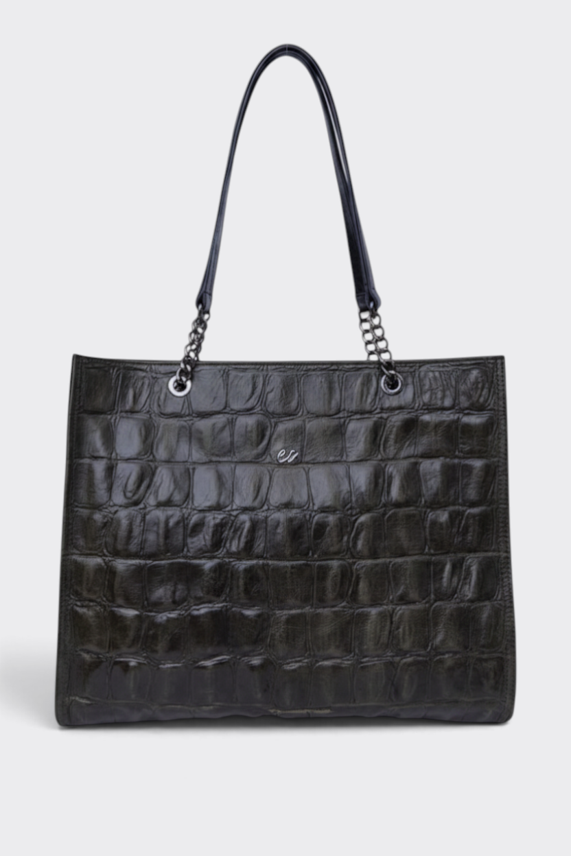Siena Tote Bag Croco Τσαντα Ωμου Χακι - Image 1