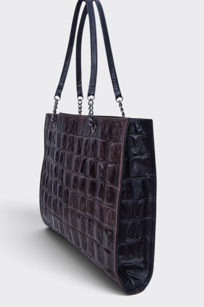 Siena Tote Bag Croco Τσαντα Ωμου Καφε - Image 2