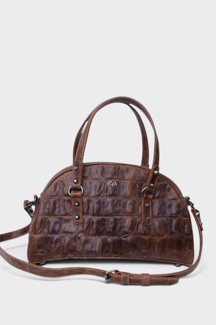 Luna Bag Croco Τσαντα Χειρος Καμελ Large - Image 5
